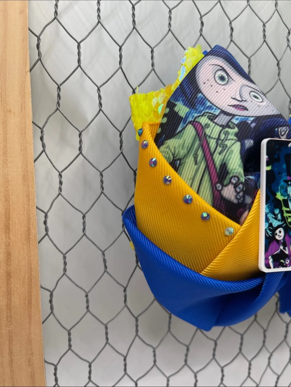 Handmade Blue & Yellow Gothic Fantasy Hair Bow